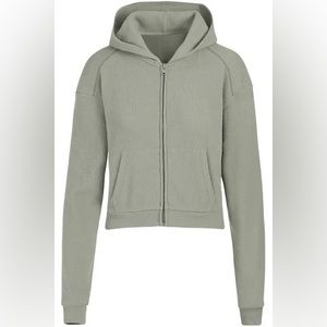 skims crop waffle hoodie mineral (sage)